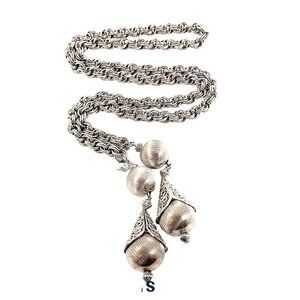 Vintage Judy Lee Silver Tone Lariat Necklace